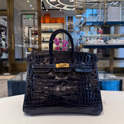 Hermès Bleu Sapire Birkin 25 Niloticus Crocodile Gold Hardware