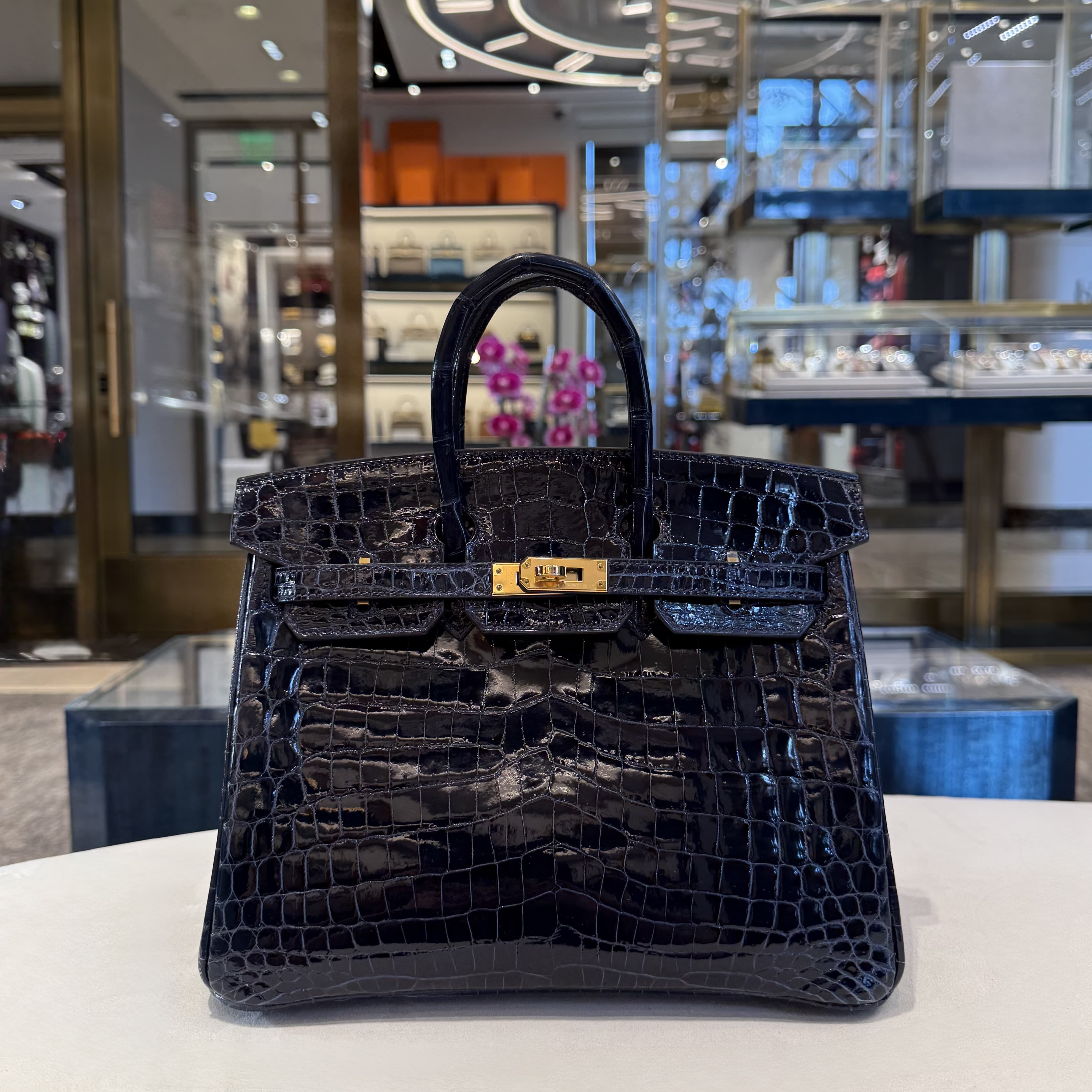 Hermès Bleu Sapire Birkin 25 Niloticus Crocodile Gold Hardware