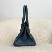 Hermès Bleu Tempete Shoulder Birkin Light 29 Evercolor Palladium Hardware