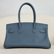Hermès Bleu Tempete Shoulder Birkin Light 29 Evercolor Palladium Hardware