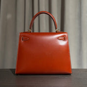 Hermès Brique Kelly Sellier 25 Box Leather Gold Hardware