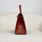 Hermès Brique Kelly Sellier 25 Box Leather Gold Hardware