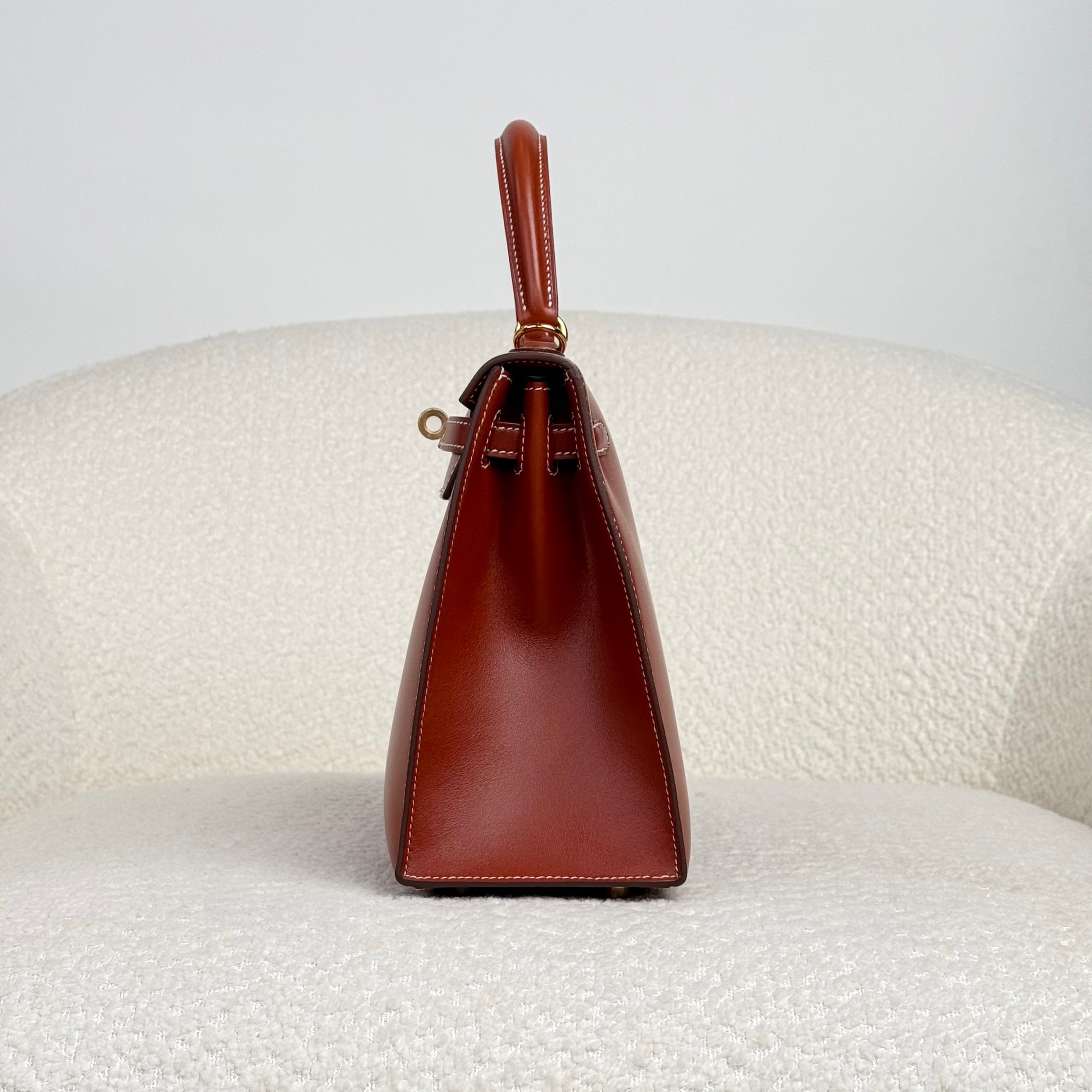 Hermès Brique Kelly Sellier 25 Box Leather Gold Hardware
