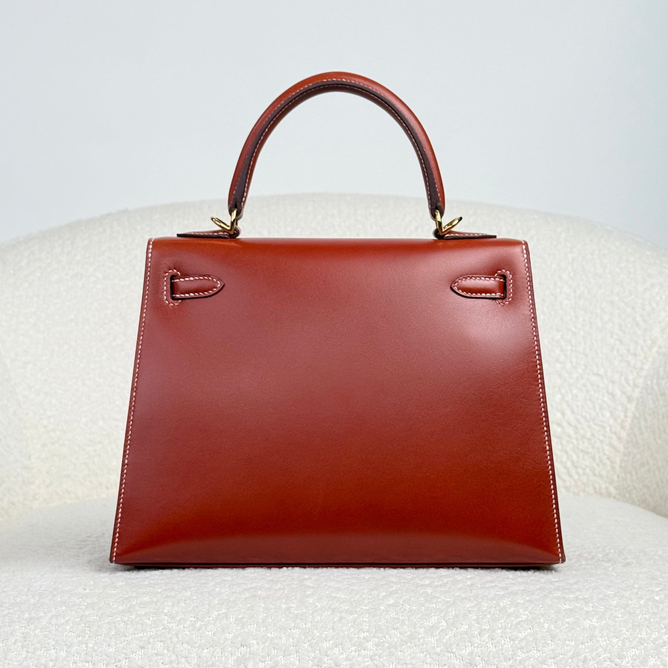 Hermès Brique Kelly Sellier 25 Box Leather Gold Hardware