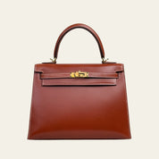 Hermès Brique Kelly Sellier 25 Box Leather Gold Hardware