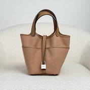 Hermès Chai Picotin 18 Swift and Toile Canvas Palladium Hardware