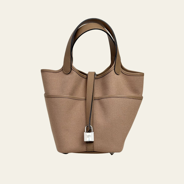 Hermès Picotin 18 Chai – Brown Swift & Toile Canvas Picotin Bag