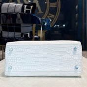 Hermès Chantilly Crème Kelly Retourne 25 Matte Crocodile Porosus Palladium Hardware