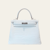 Hermès Chantilly Crème Kelly Retourne 25 Matte Crocodile Porosus Palladium Hardware
