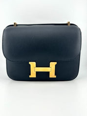 Hermes Constance 18 Mini  Evercalf  Leather 89 Noir Gold Hardware