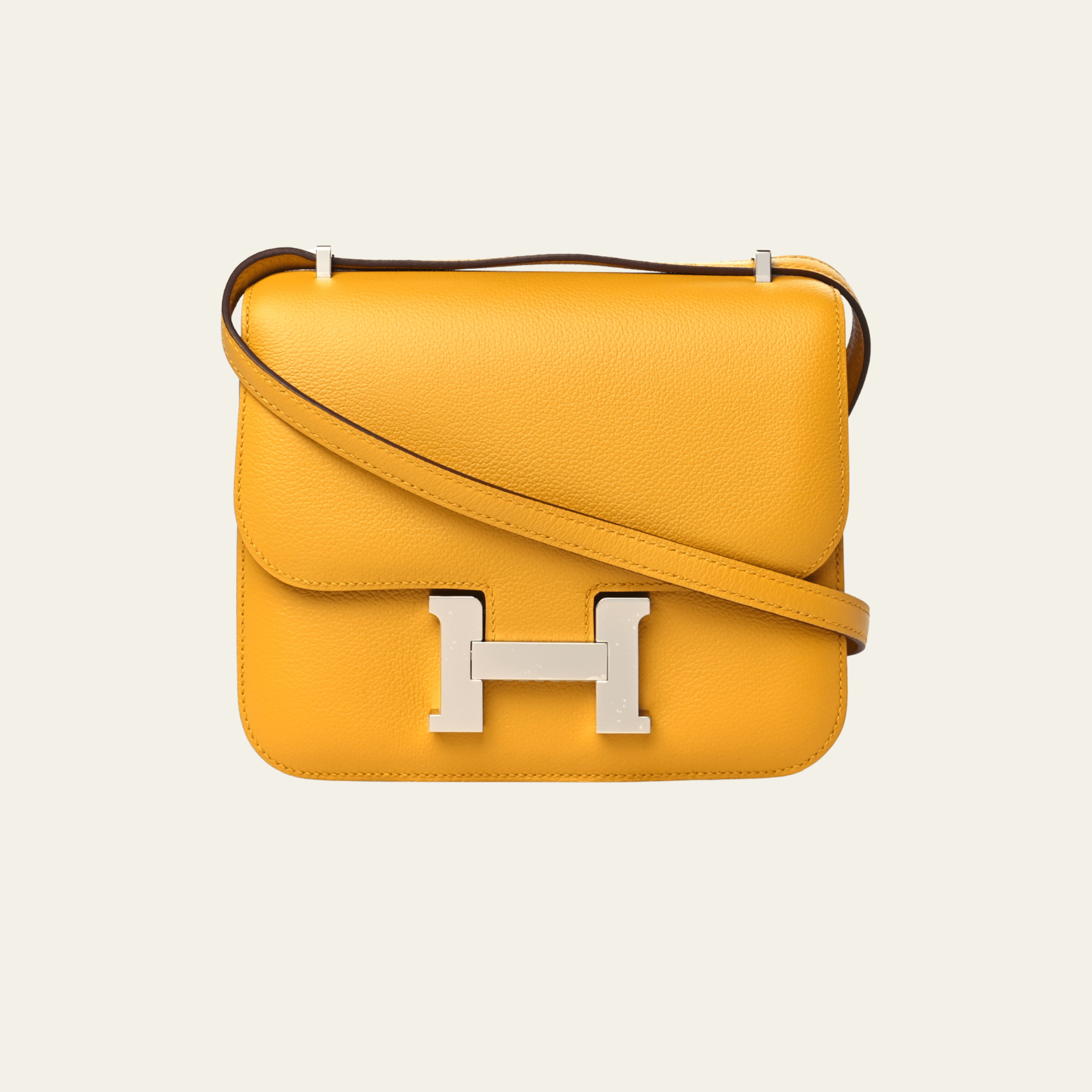 Hermès Jaune Amber/Rose Lipstick Constance 18  Veau Evercolor Palladium Hardware