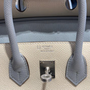 Hermès Craie and Bleu Glacier Birkin Sellier 25 Epsom Perso Brushed Palladium Hardware Hermès Special Order HSS