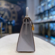 Hermès Craie and Bleu Glacier Kelly 25 Epsom Brushed Gold Hardware