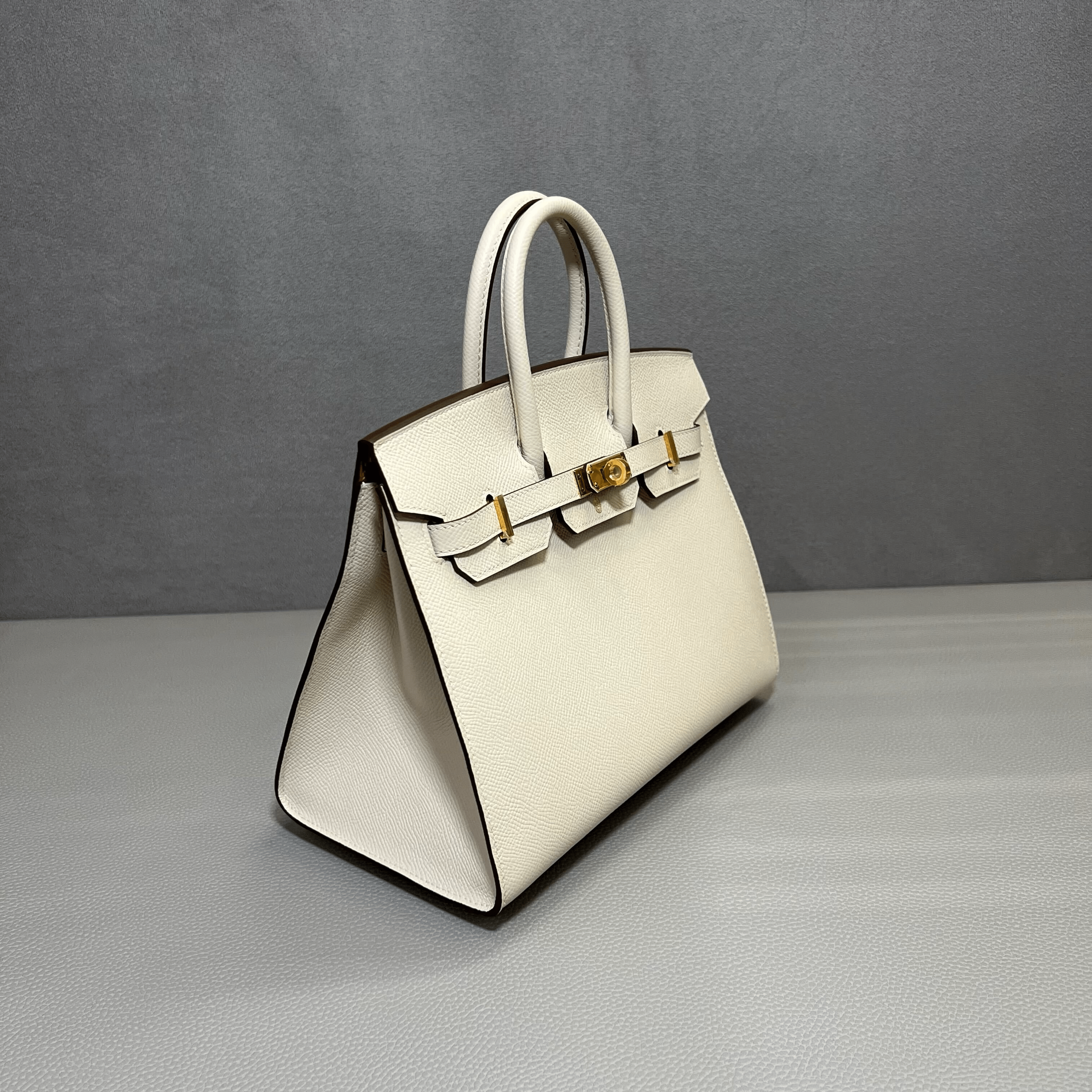 Hermès Craie and Gold Birkin Sellier 25 Epsom Gold Hardware