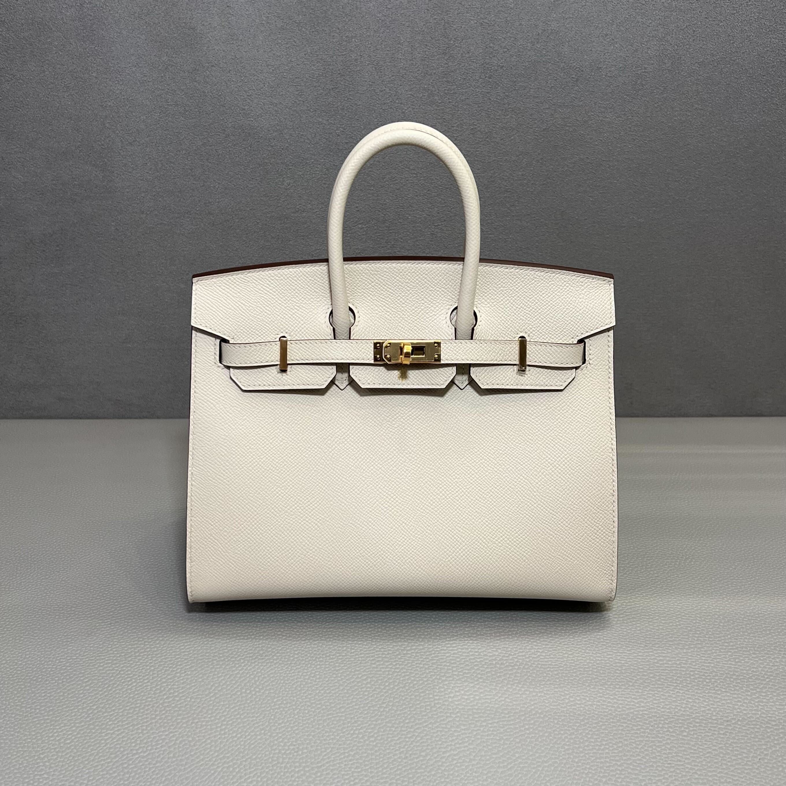 Hermès Craie and Gold Birkin Sellier 25 Epsom Gold Hardware