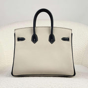 Hermès Craie and Noir Birkin 25 Togo Brushed Gold Hardware HSS