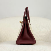 Hermès Craie and Rouge H Birkin 25 Togo Brushed Gold Hardware HSS