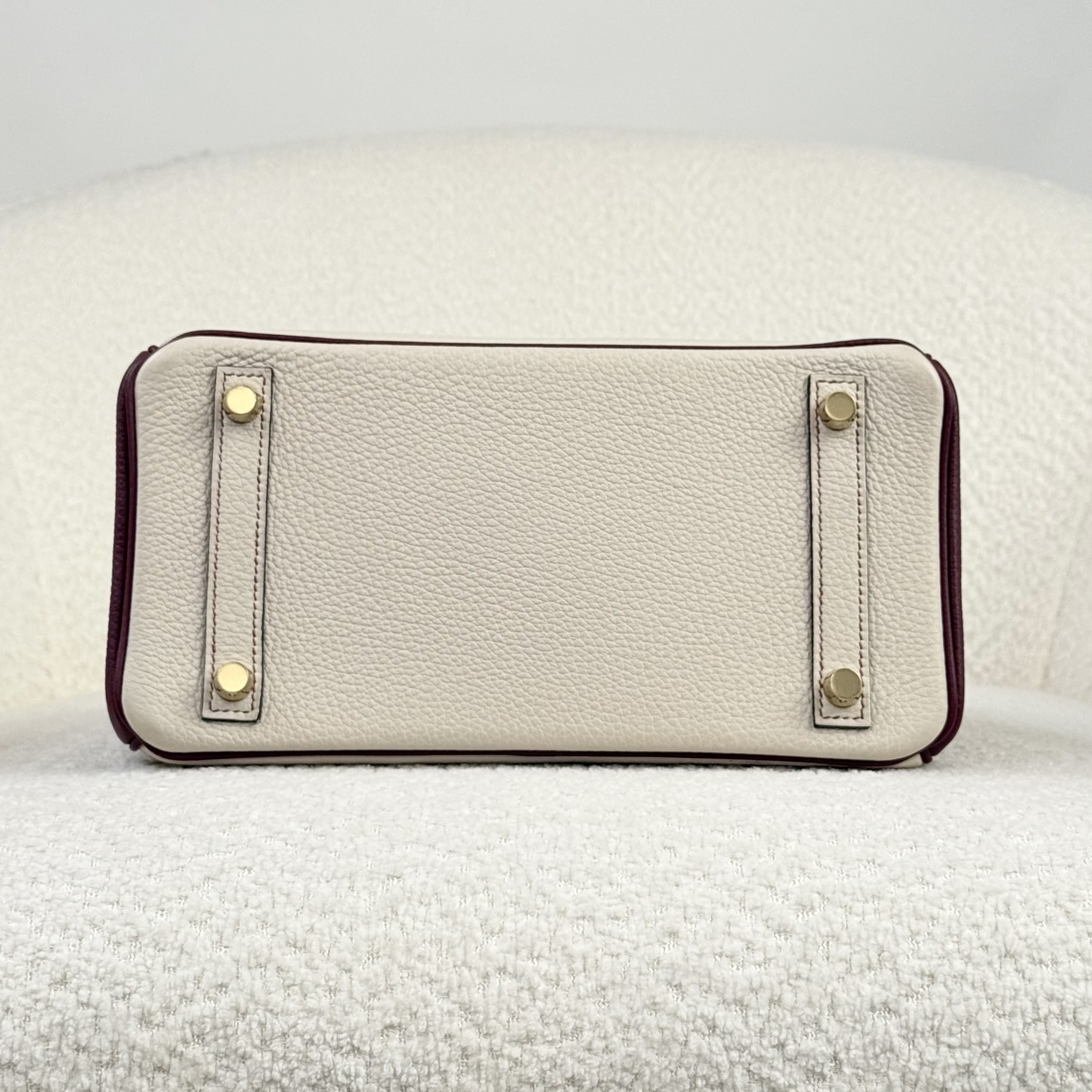 Hermès Craie and Rouge H Birkin 25 Togo Brushed Gold Hardware HSS