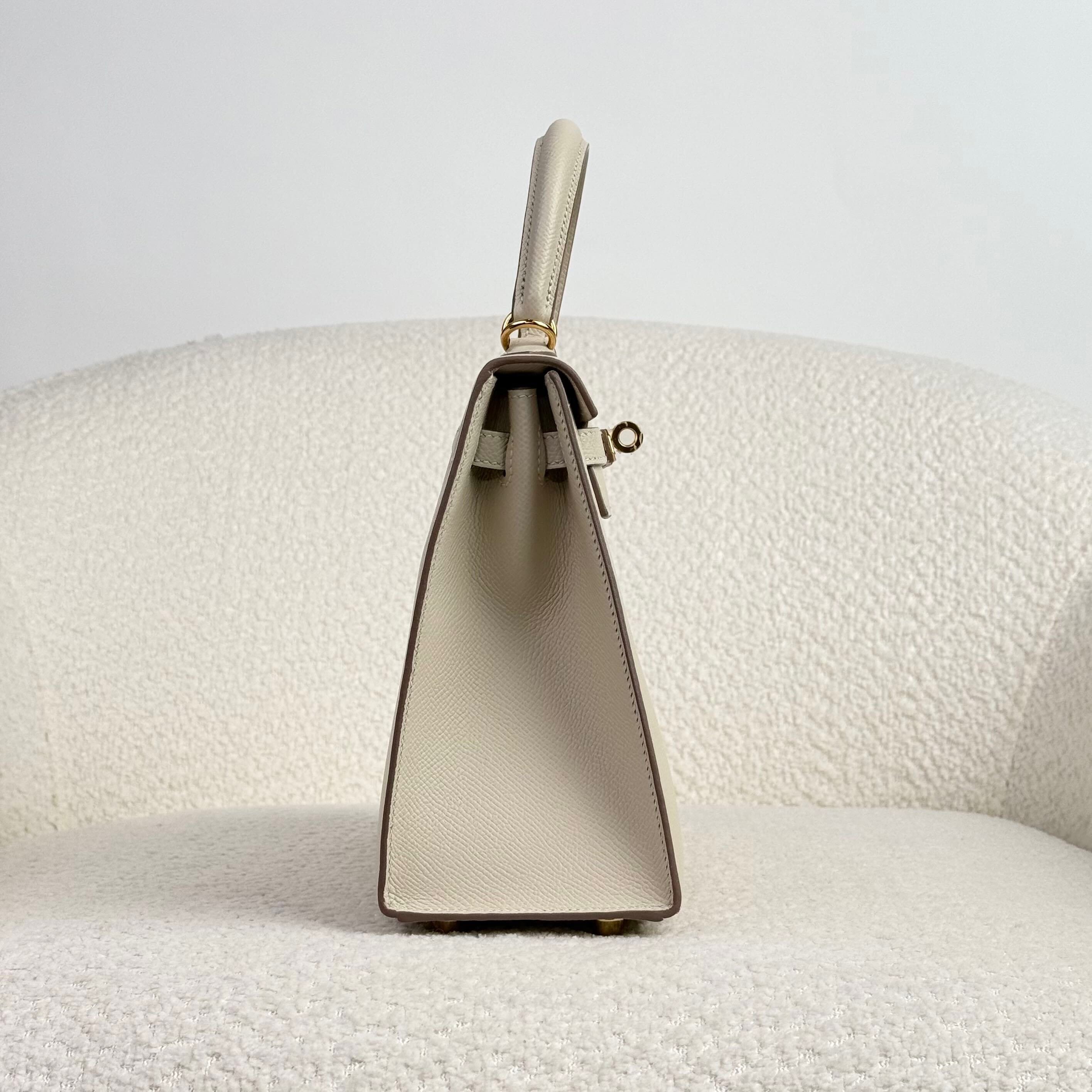 Hermès Craie Kelly Sellier 25 Epsom Gold Hardware