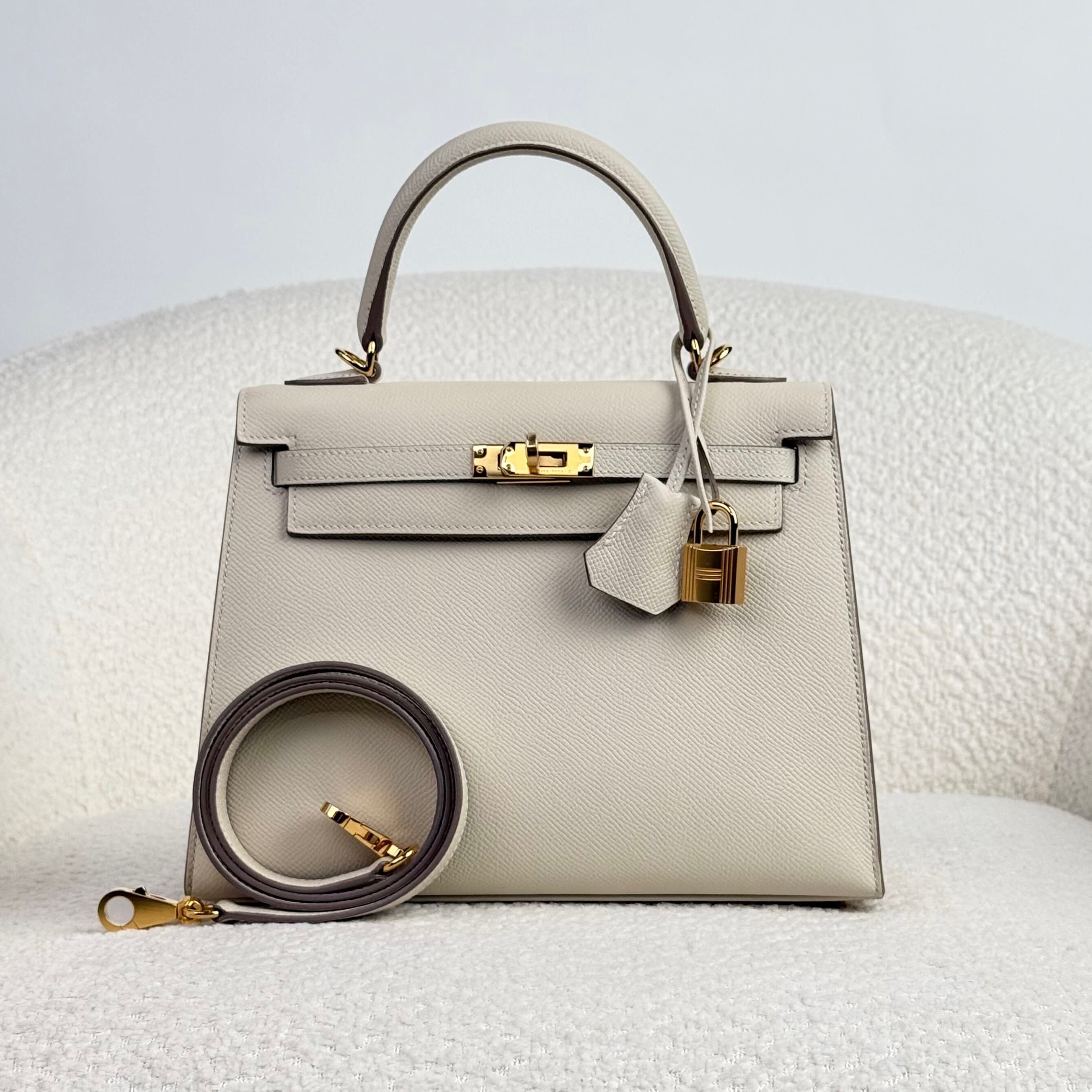 Hermès Craie Kelly Sellier 25 Epsom Gold Hardware