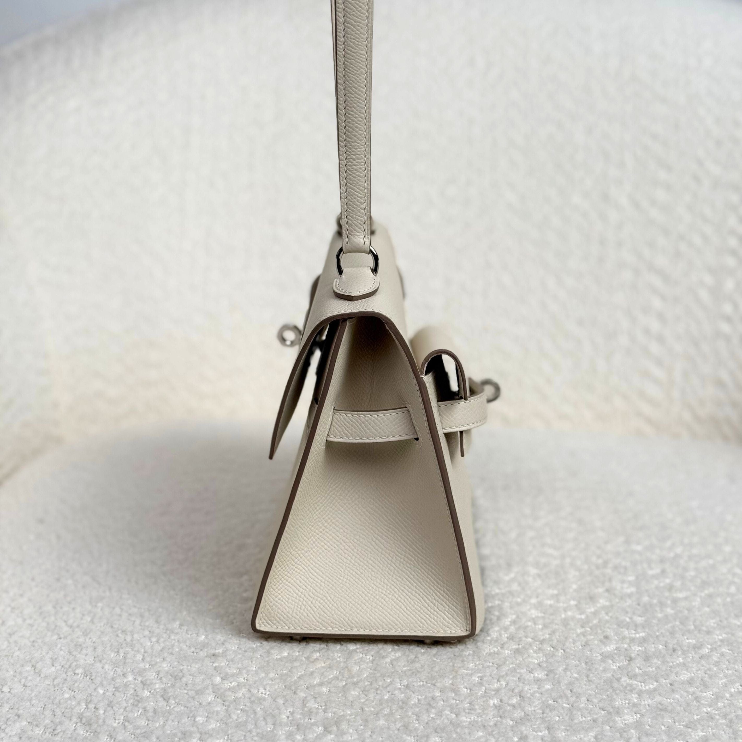 Hermès Craie Mini Kelly En Desordre 20 Epsom Palladium Hardware Limited Edition