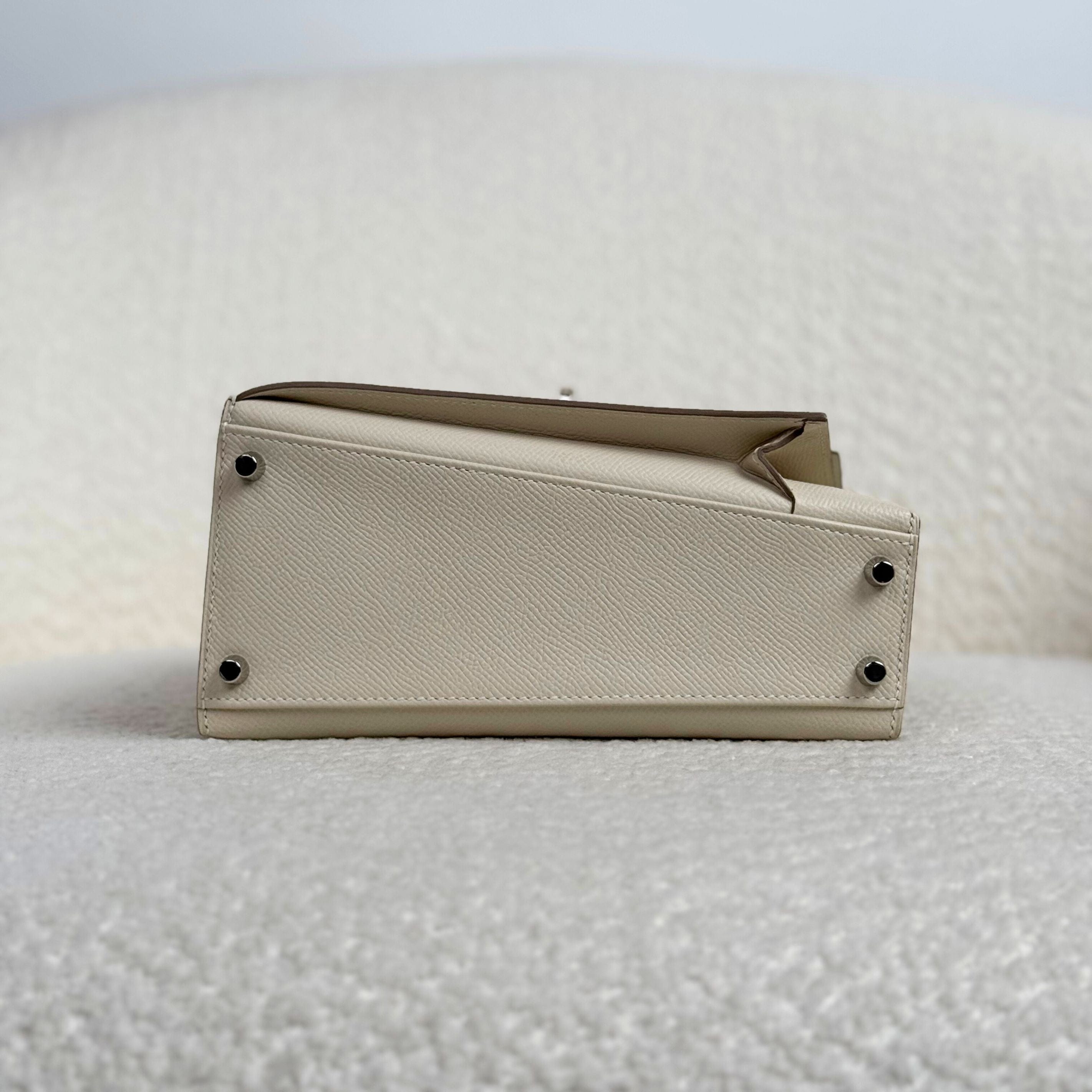 Hermès Craie Mini Kelly En Desordre 20 Epsom Palladium Hardware Limited Edition