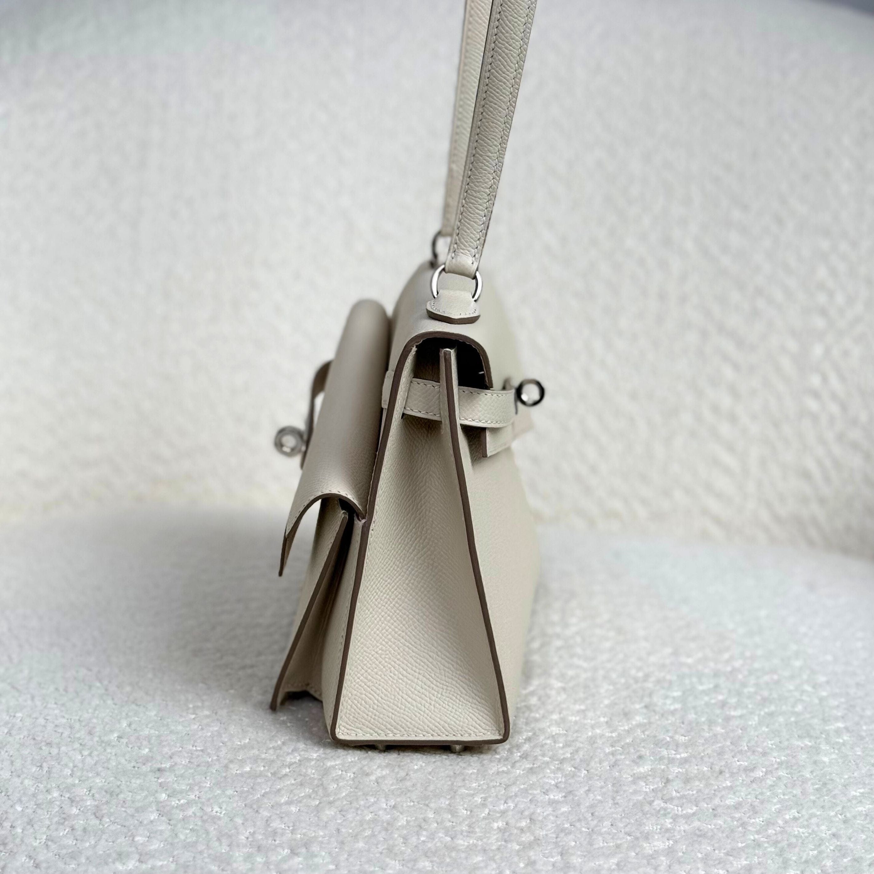 Hermès Craie Mini Kelly En Desordre 20 Epsom Palladium Hardware Limited Edition