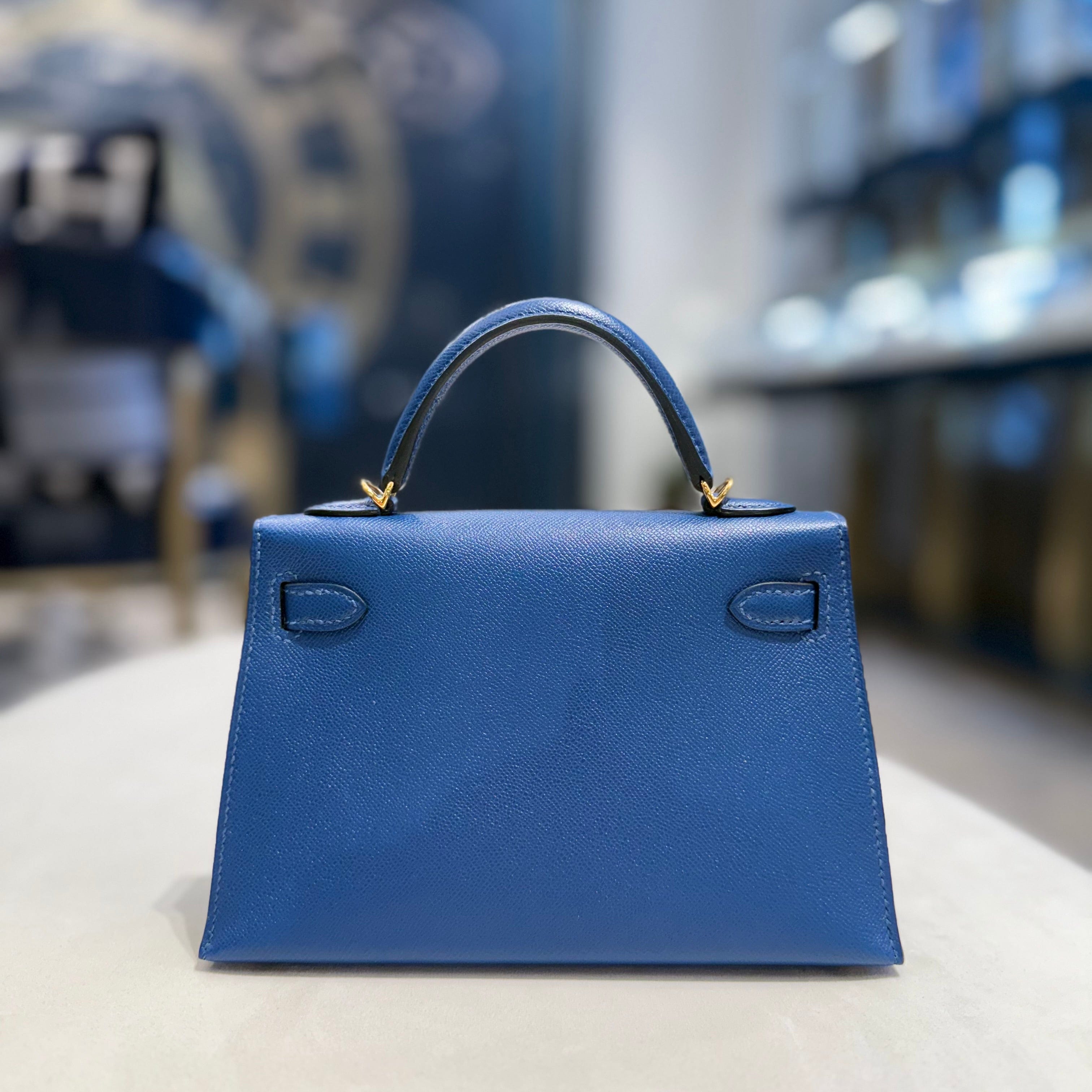 Hermès Kelly 20 Sellier Mini Deep Blue Madame Gold Hardware – 100