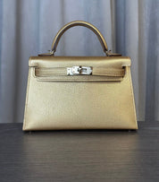 Hermès Dore Mini Kelly Sellier 20 Chevre Chamkilight Permabrass Hardware