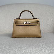 Hermès Dore Mini Kelly Sellier 20 Chevre Chamkilight Permabrass Hardware