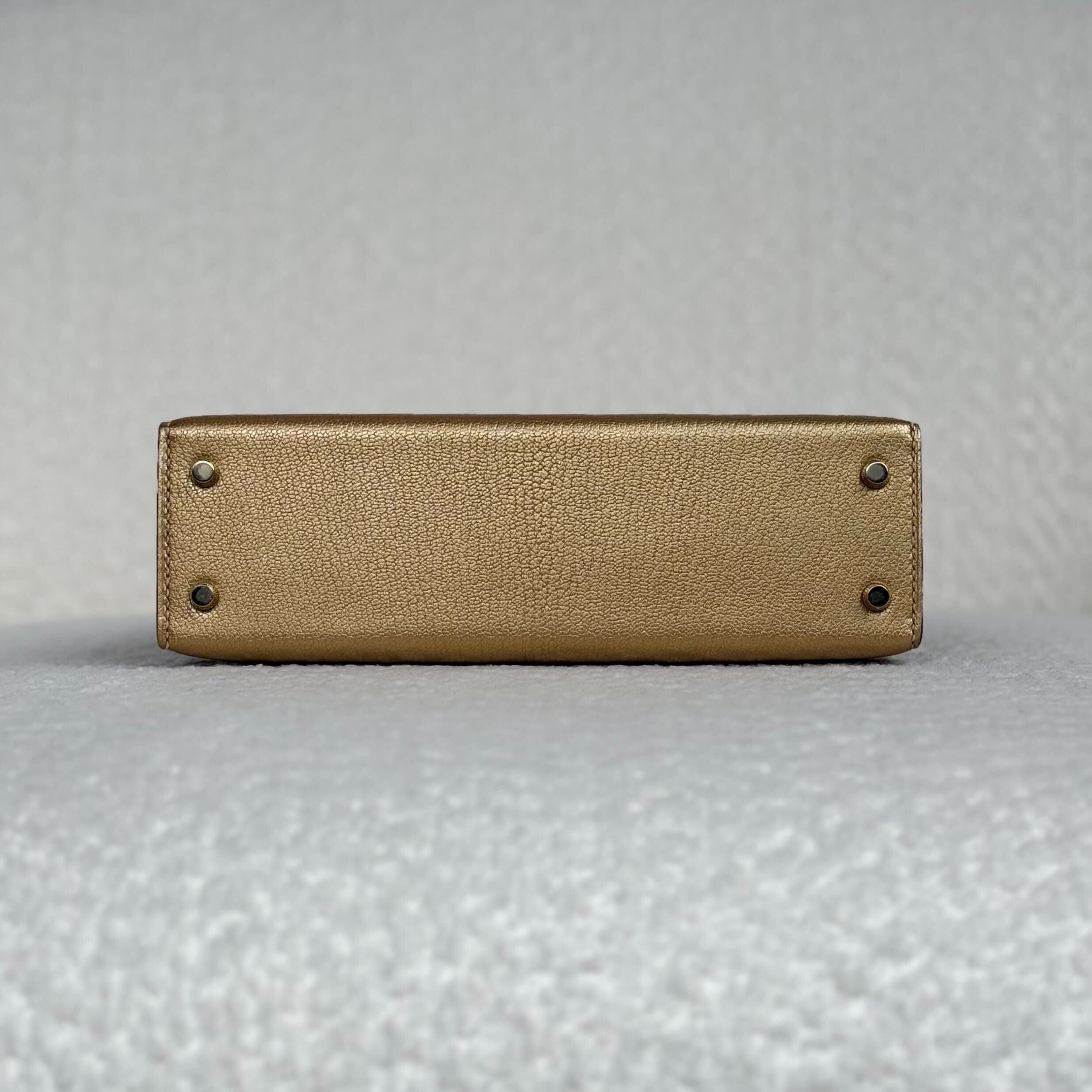 Hermès Dore Mini Kelly Sellier 20 Chevre Chamkilight Permabrass Hardware