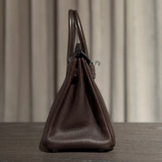 Hermès Ebene Birkin 25 Barenia Faubourg Palladium Hardware