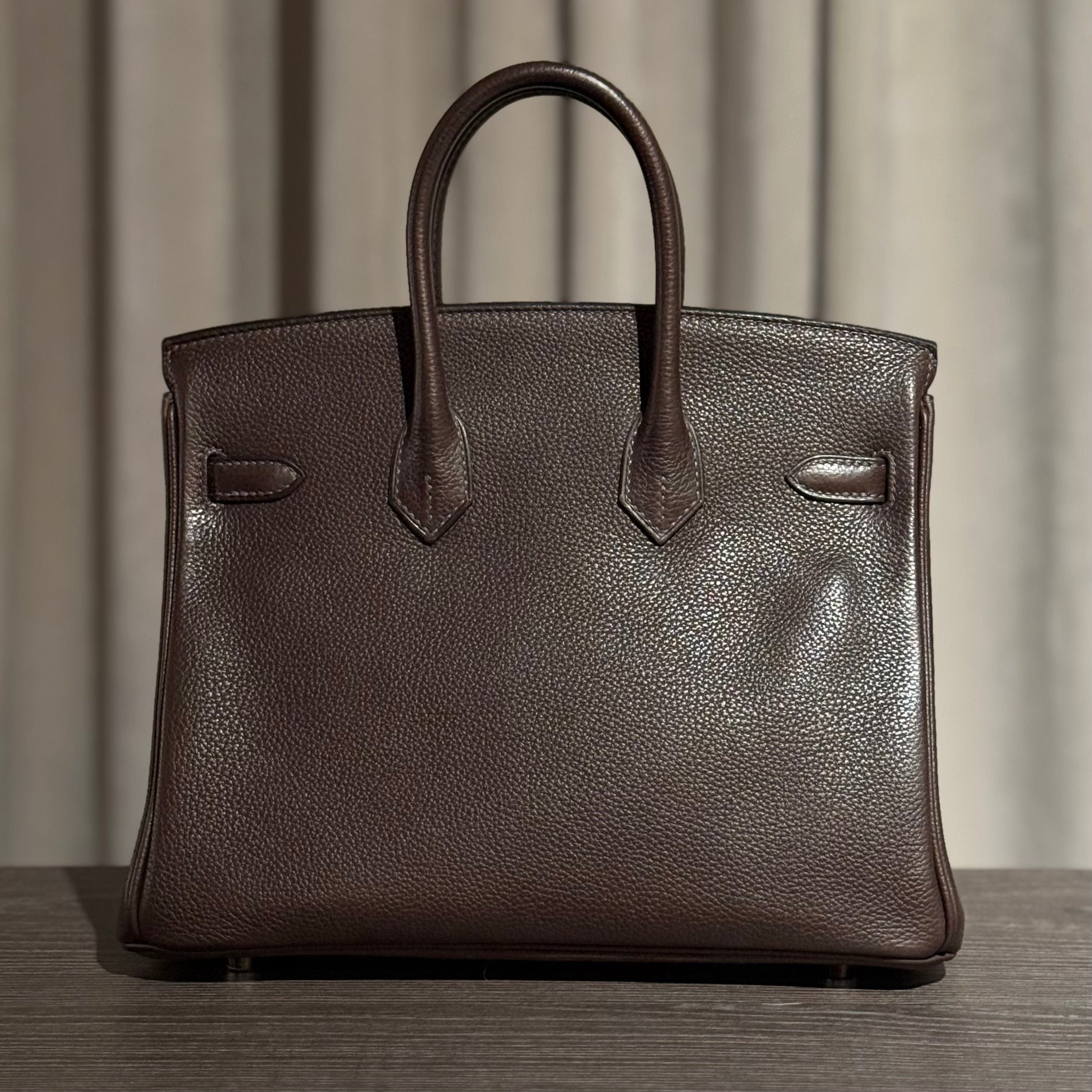 Hermès Ebene Birkin 25 Barenia Faubourg Palladium Hardware