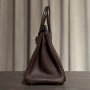 Hermès Ebene Birkin 25 Barenia Faubourg Palladium Hardware