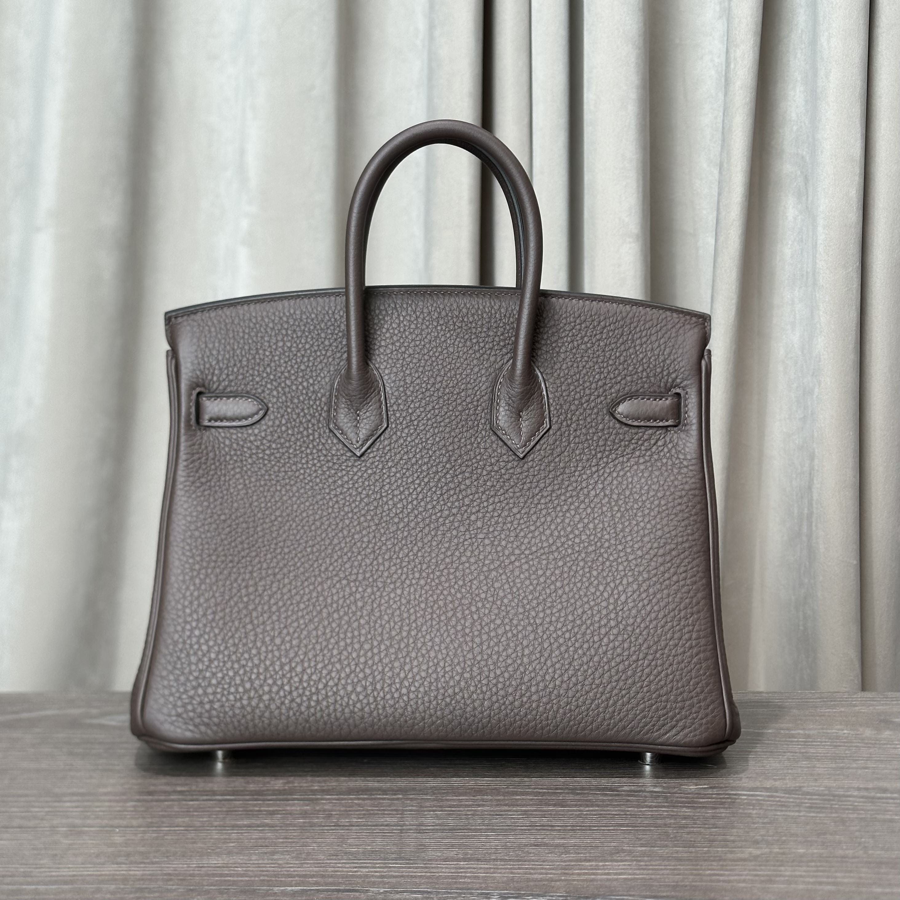 Hermès Ebene Birkin 25 Togo Calfskin Palladium Hardware