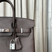 Hermès Ebene Birkin 25 Togo Calfskin Palladium Hardware