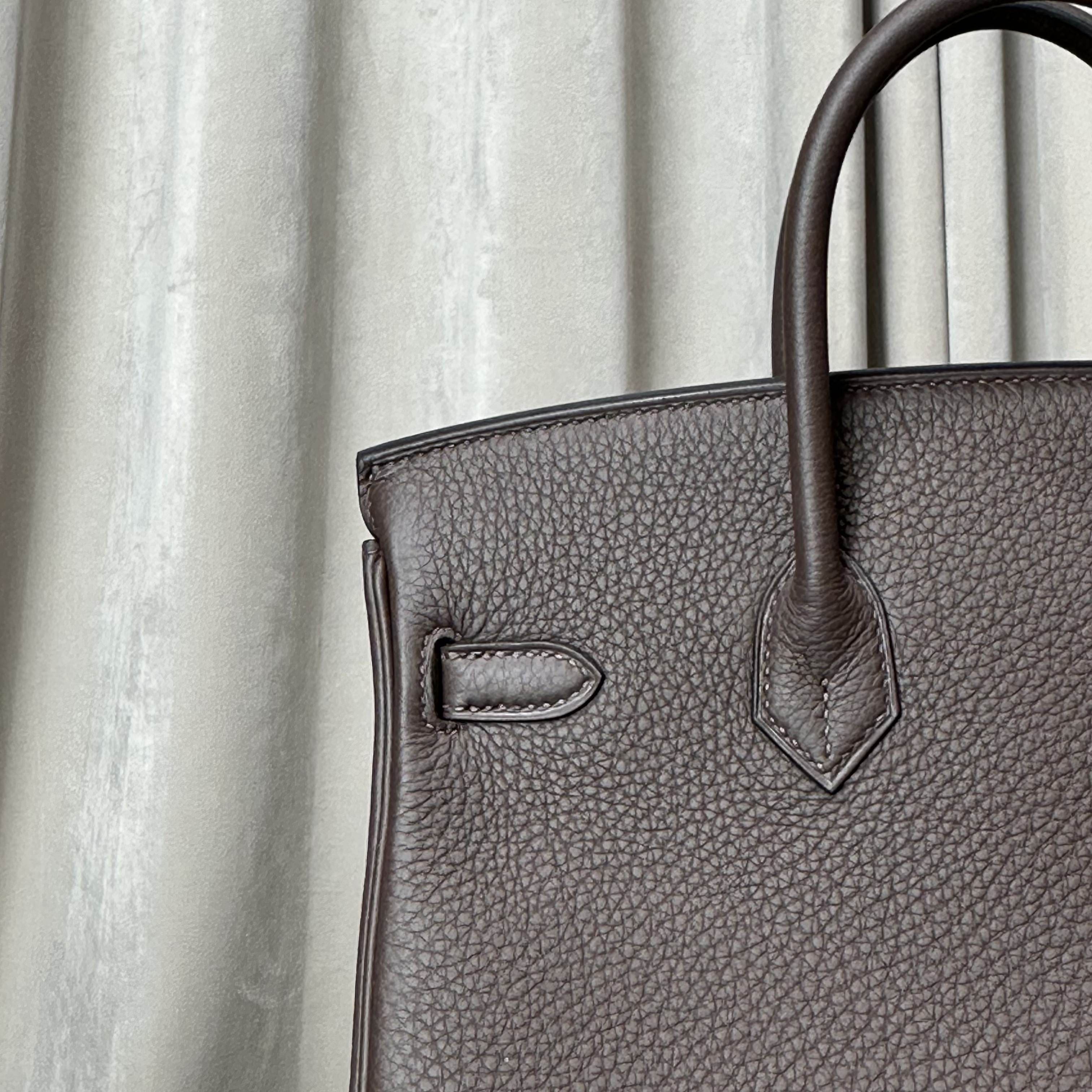Hermès Ebene Birkin 25 Togo Calfskin Palladium Hardware