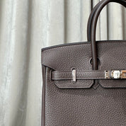 Hermès Ebene Birkin 25 Togo Calfskin Palladium Hardware