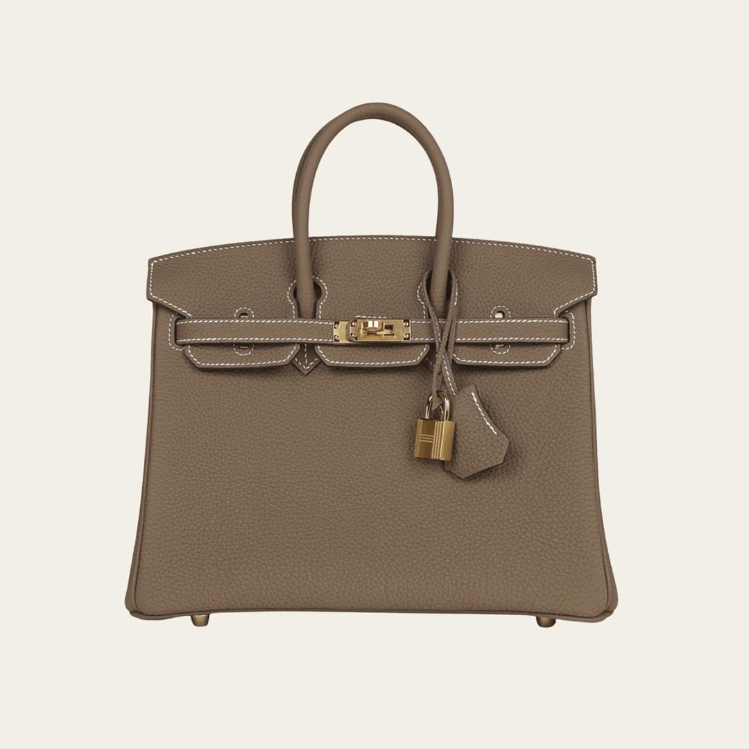 Hermès Etoupe Birkin 25 Togo Brushed Gold Hardware