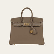 Hermès Etoupe Birkin 25 Togo Brushed Gold Hardware