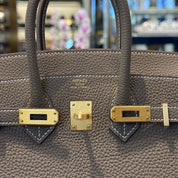 Hermès Etoupe Birkin 25 Togo Brushed Gold Hardware