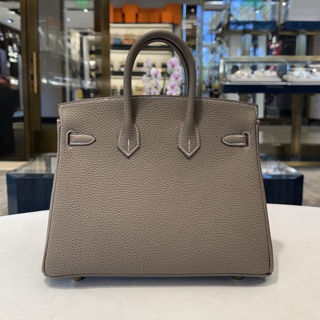 Hermès Etoupe Birkin 25 Togo Brushed Gold Hardware