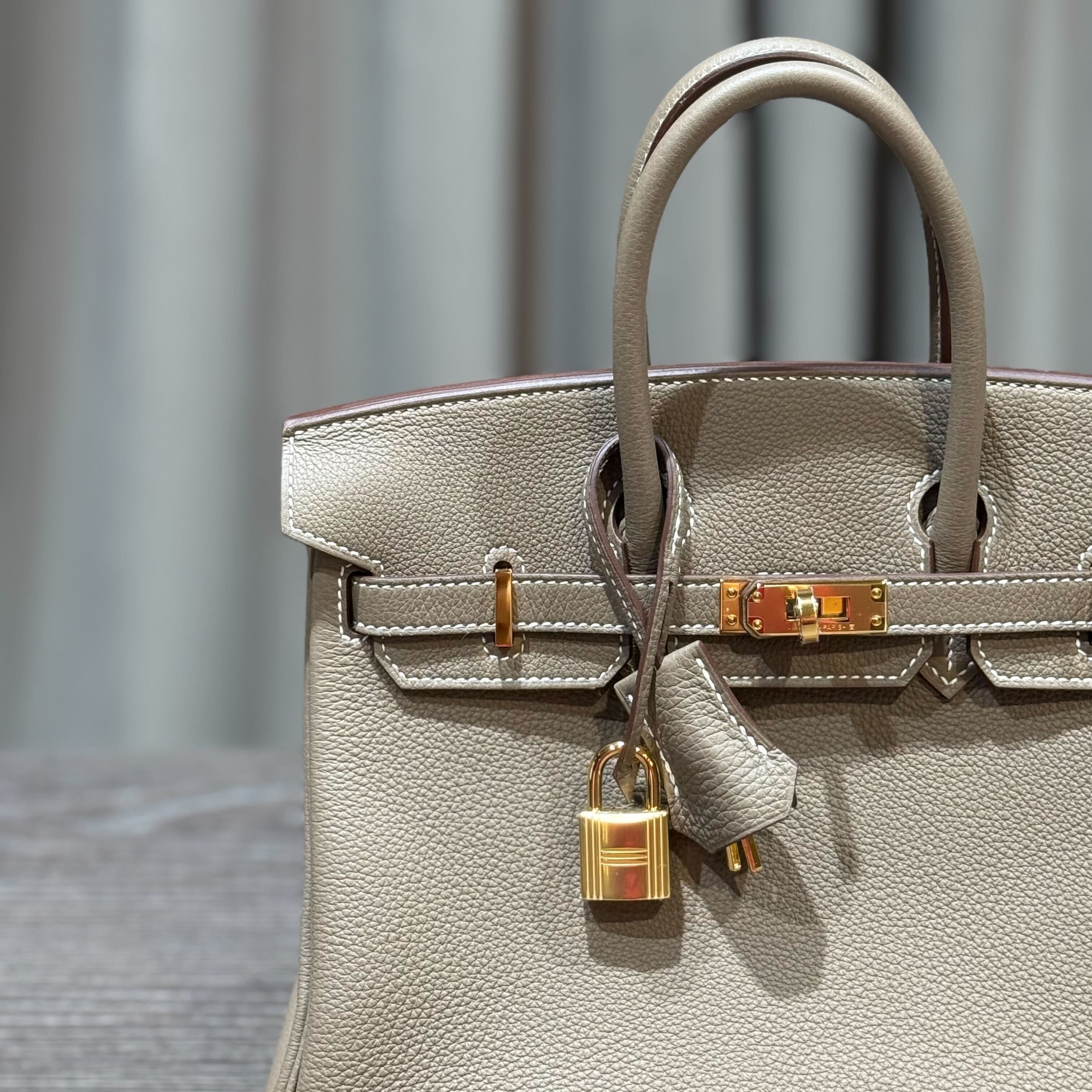 Hermès Etoupe Birkin 25 Togo Gold Hardware
