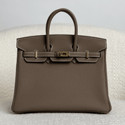 Hermès Etoupe Birkin 25 Togo Gold Hardware