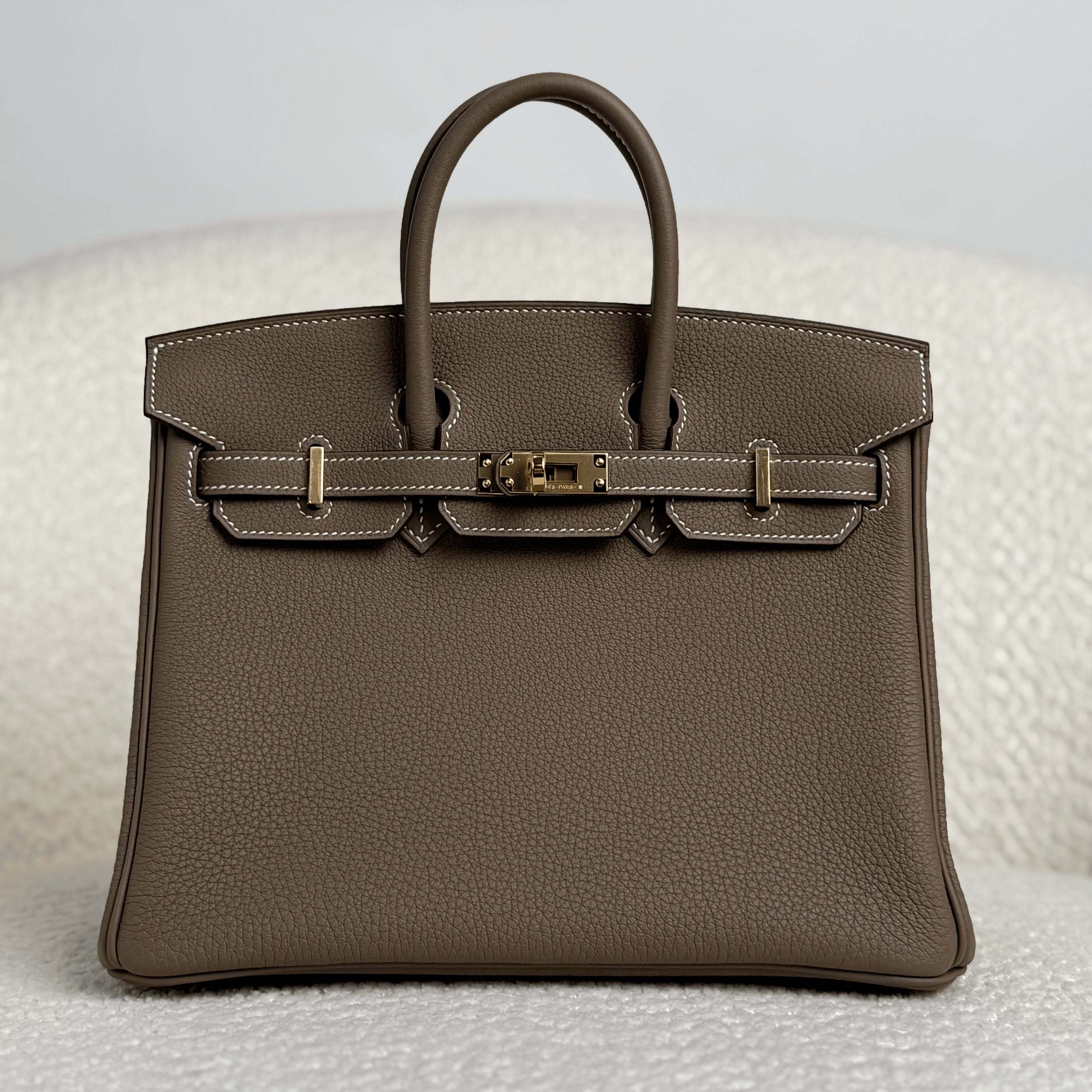 Hermès Etoupe Birkin 25 Togo Gold Hardware