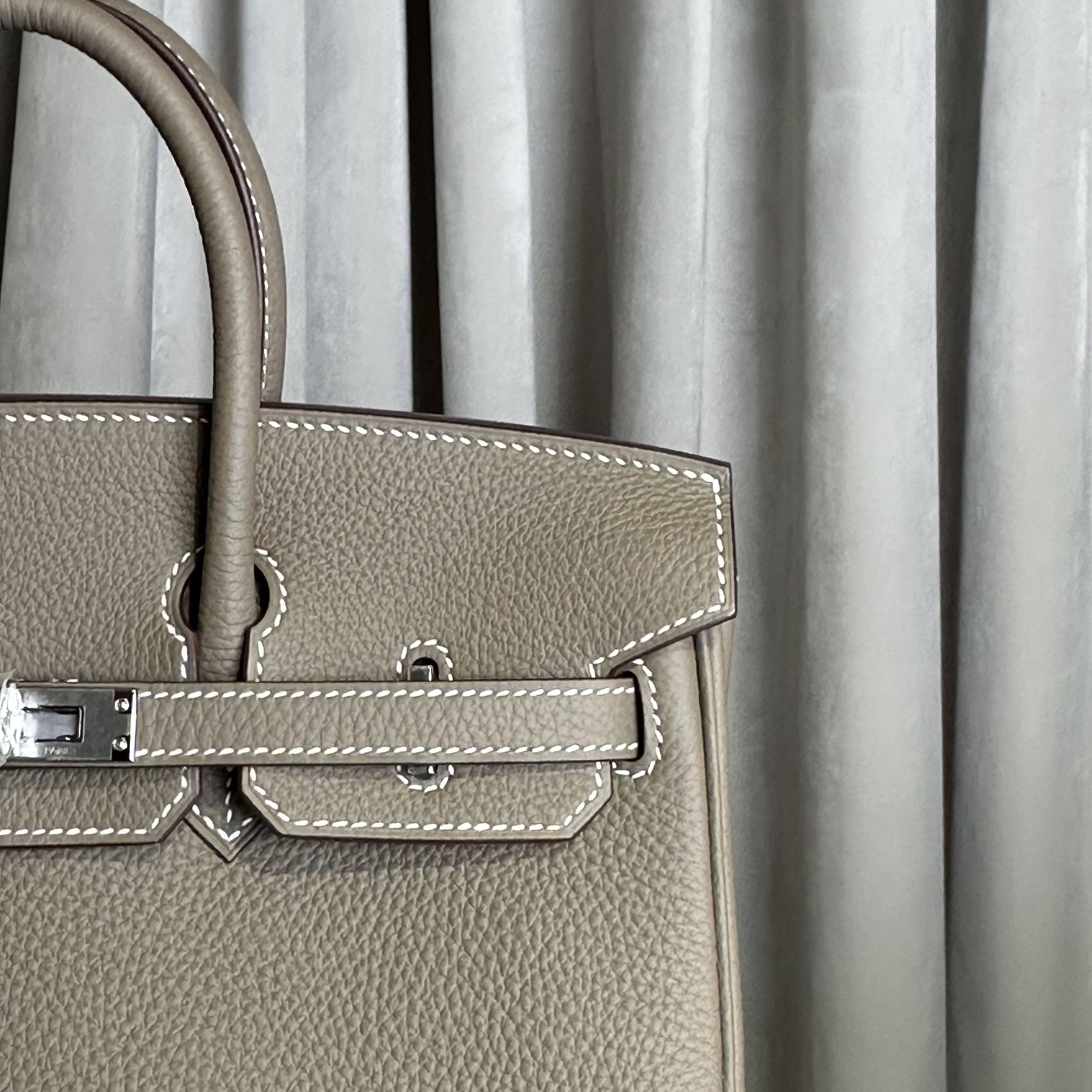 Hermès Etoupe Birkin 25 Togo Palladium Hardware