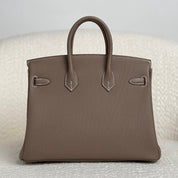Hermès Etoupe Birkin 25 Togo Palladium Hardware