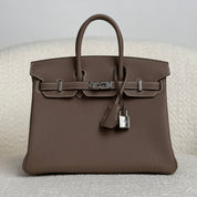 Hermès Etoupe Birkin 25 Togo Palladium Hardware
