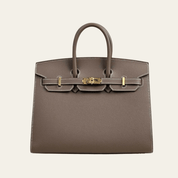 Hermès Etoupe Birkin Sellier 25 Epsom Gold Hardware