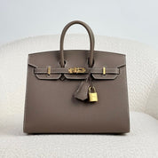 Hermès Etoupe Birkin Sellier 25 Epsom Gold Hardware